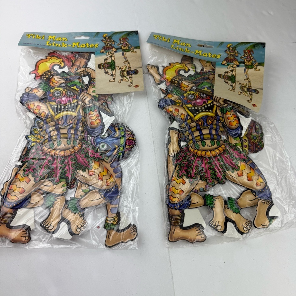 2001 Tiki Man Link-Mate 15" Set Of 4 Wall Hangings New In Package LOT OF 2